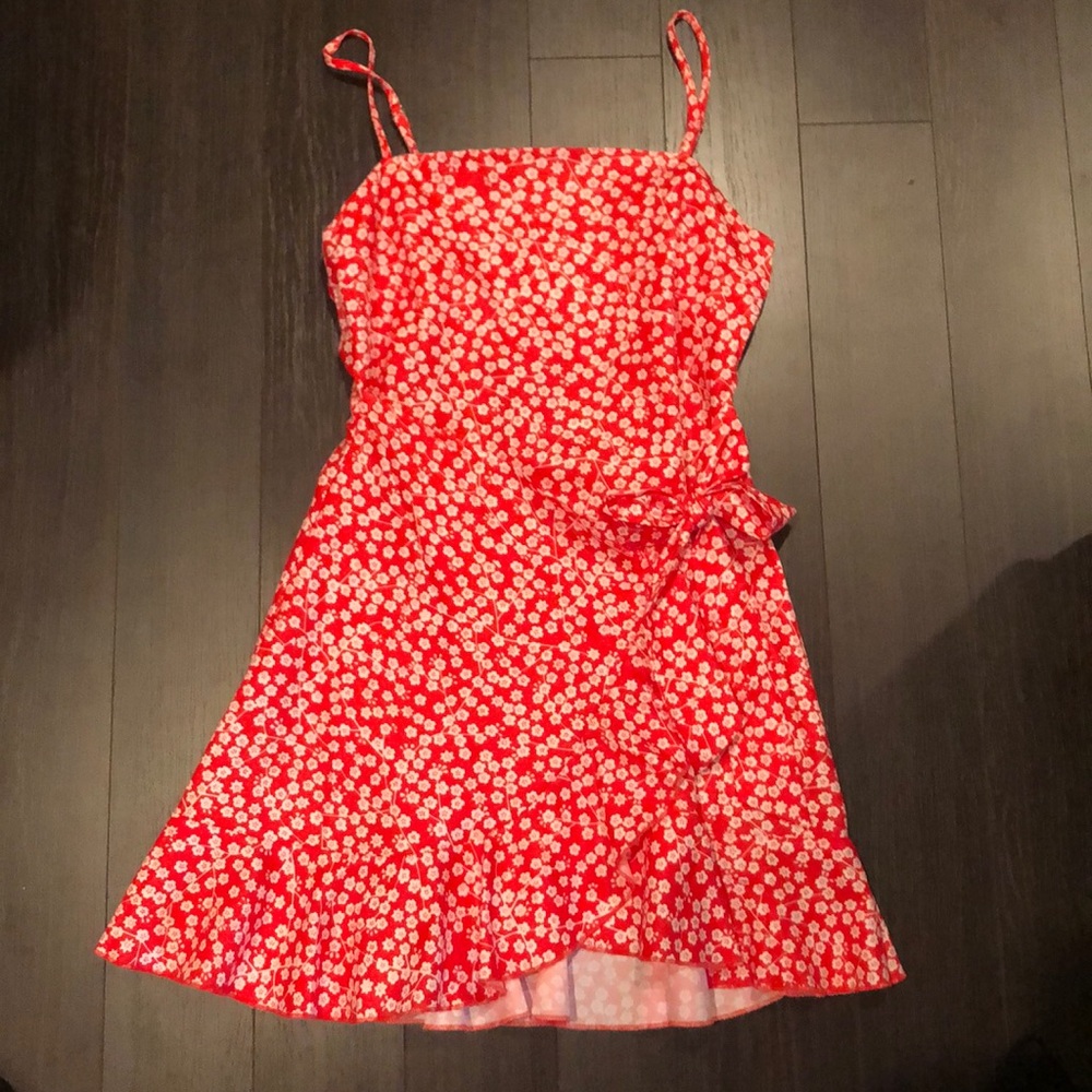 Rumor Red Floral Wrap Dress, NWOT